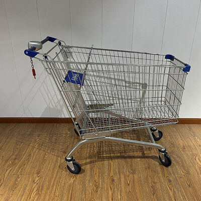 Buy 240L Large Size Supermarket European Shopping Hand Trolley with PU Wheels online manufacture