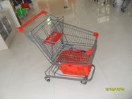 China 80L Supermarket Shopping Trolley With Grey Powder Coating And Shopping Basket company