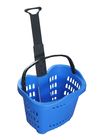 China Colorful Plastic Rolling Shopping Basket With Wheels 55l , Plastic Shopping Trolley Baskets company