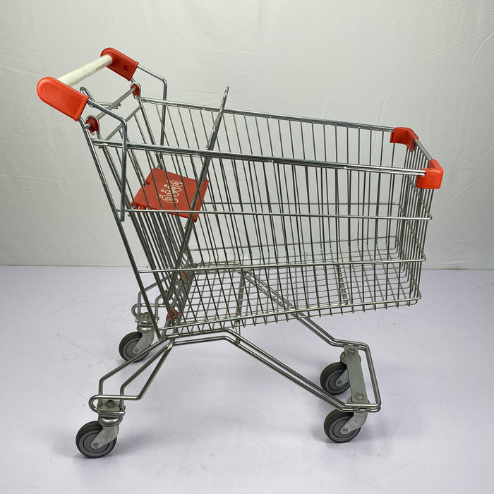 Regular Russian Style Supermarket Grocery Shopping Cart 125L With PU Wheels