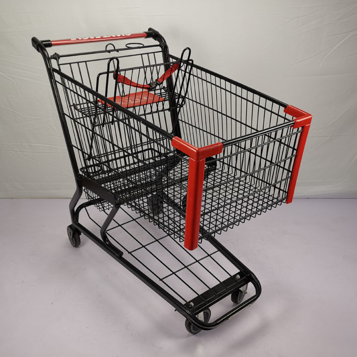 Electrophoretic Steel Metal Shopping Trolley Customized Black Powder Coating Wire Shopping Trolley