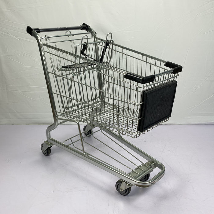 American Style Metal Grocery Shopping Trolley 110Kgs Loading Capacity With Logo Advertising Version