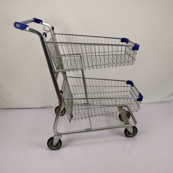 Public Service Shopping Basket Trolley Q195 Steel Double Basket Cart