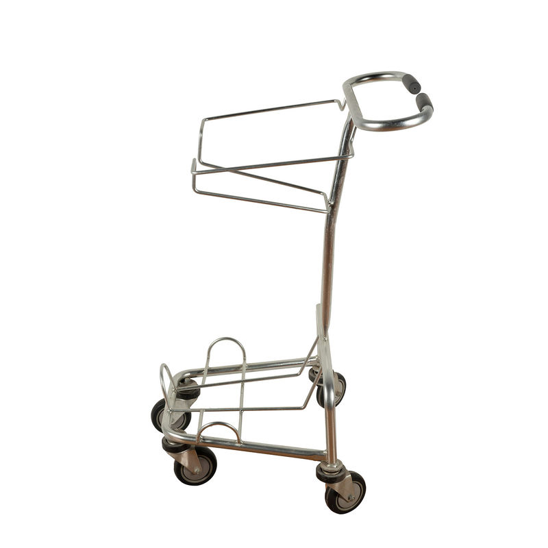 Double Layers Hand Basket Shopping Carts 45L Metal Wire Shopping Trolley