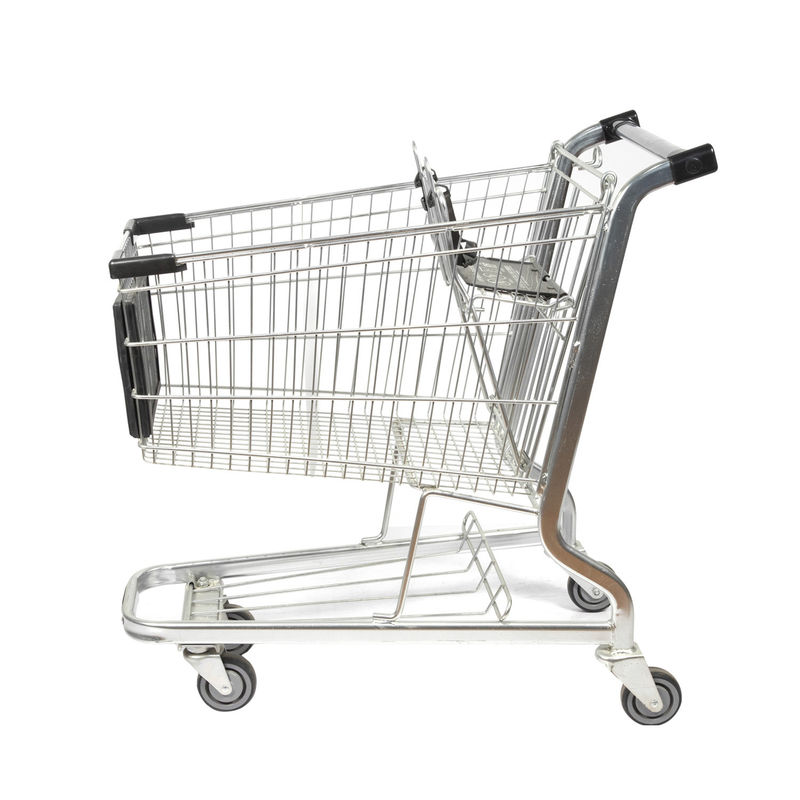 American Style 125L Customized steel Cart Supermarket Shopping Cart With Advertising Board