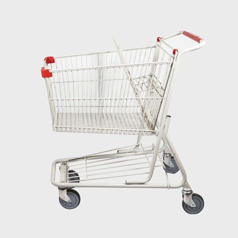 100L American Style Metal Shopping Trolley Gray White Trolley Grocery Cart With TENTE Wheels