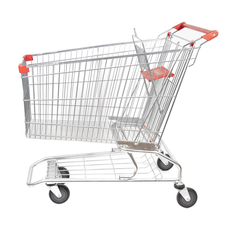 Galvanized American Type Grocery Shopping Trolley 210L Metal Shopping Cart