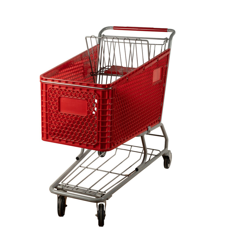 Heavy Duty 80L-200L Grocery Plastic Shopping Carts With Undercarriage