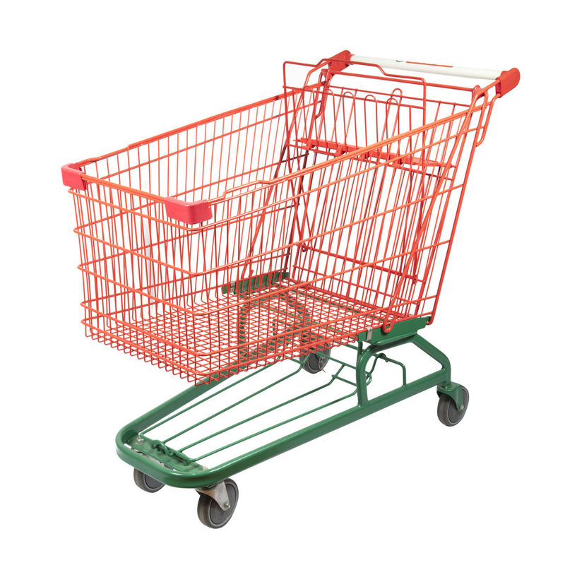 Steel Mesh Supermarket Grocery Cart 150kgs Load Capacity