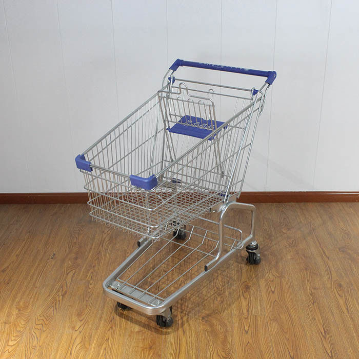 100L Grocery store Rolling Trolley Steel Powder Coating German type Steel Shopping Cart