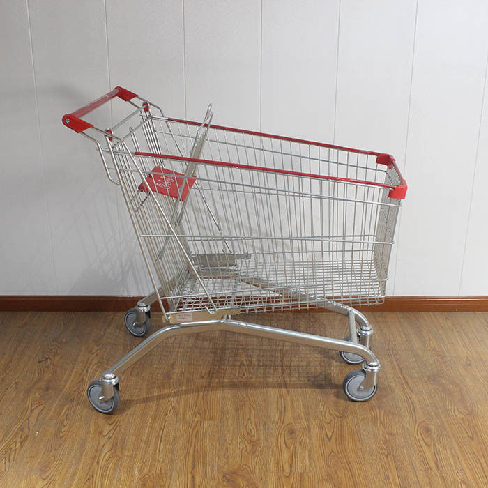 180L General store Galvanized European Market Supermarket Shopping Trolley with edge wrapping strips