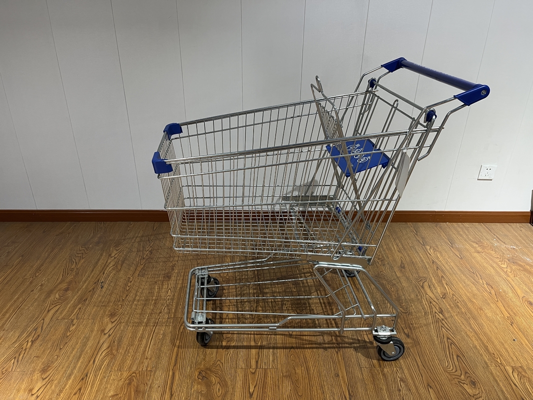 125L Metal Retail Powder Coating Foldable Steel Shopping Trolley for Supermarket Shopping Assistance
