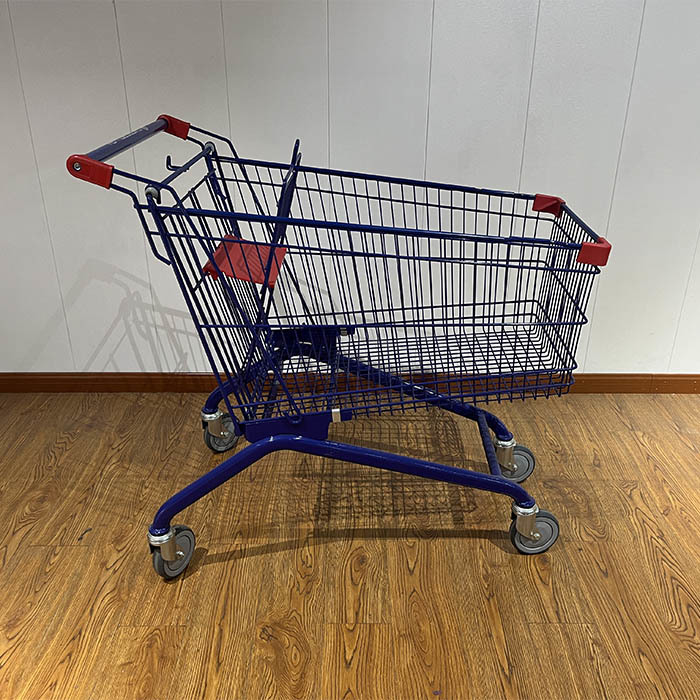 180L General store Elevator Wheel Steel Shopping Cart with CE Certificate and High Loading Capacity