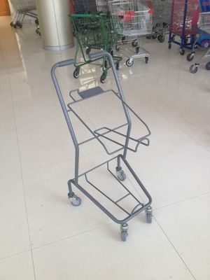 China Colorful Steel Shopping Basket Trolley With PVC / PU / TPR Wheel factory