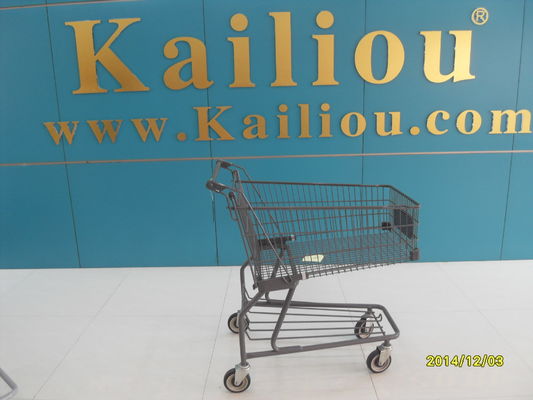 China Custom Metal Shopping Carts for groceries with front advertisement factory