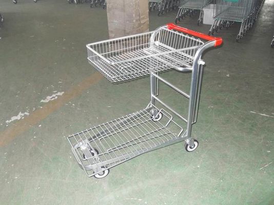 China Warehouse cargo plat form trolley with top folding basket and 4 swivel flat casters factory