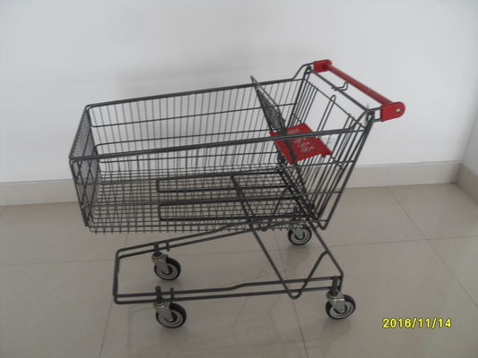 135L Metal Wire UK Shopping Cart With 4x5inch swivel flat TPE black casters