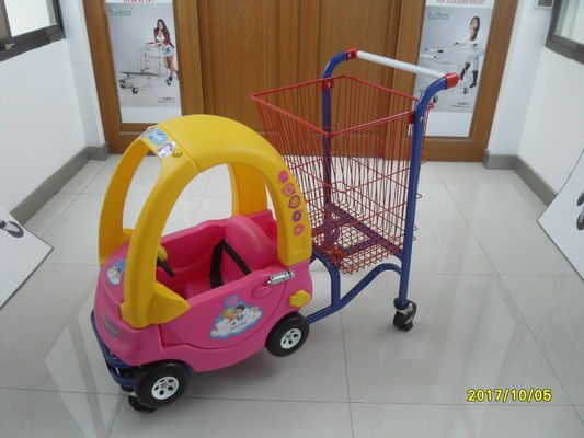 China 95L Low Carbon Steel / Plastic Children Shopping Cart With Red Powder Coating factory