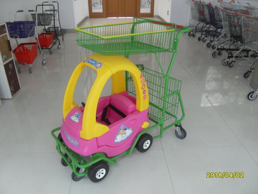 China 95L Children / Kids Shopping Carts With Rear Basket / 4 Swivel Flat Caster SGS CE factory