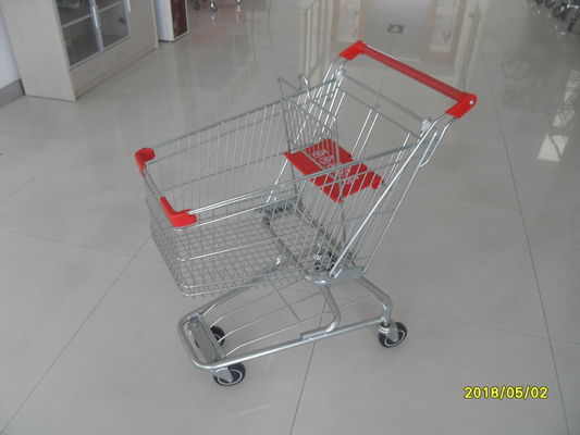 China American Supermarket Grocery Shopping Trolley With Red Plastic Parts factory