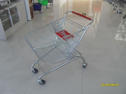 China Coloful Powder Coating Metal Shopping Trolley 4 Flat Swivel Casters factory