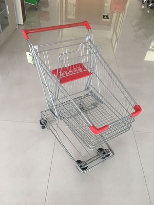 China 60L Grocery Store Cart , Wire Shopping Trolley With 4 Swivel 4 Inch PU Wheels factory