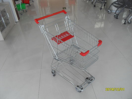 China 60 L 4 Wheeled Grocery Cart , Store Commercial Shopping Cart Low Carbon Steel factory