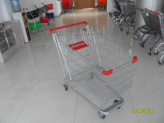 China Unfolding Steel Chrome Grocery Shopping Cart With Four Escalator Wheel factory