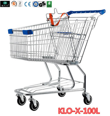 Portable Metal Rolling Grocery Supermarket Shopping Trolley Carts Zinc Plated