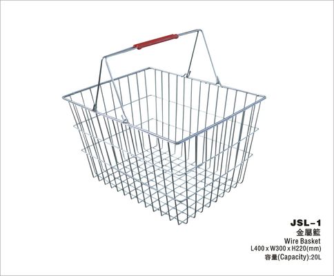 China Durable Mesh Handing Metal Shopping Basket With Double Handles 400x300x220mm factory