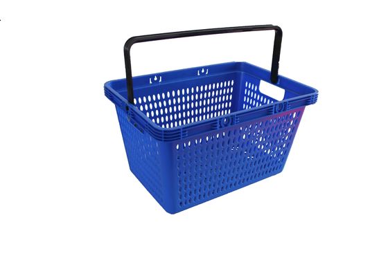 China 28L Blue PP Plastic Shopping Baskets With Handles For Supermarkets / Stores factory