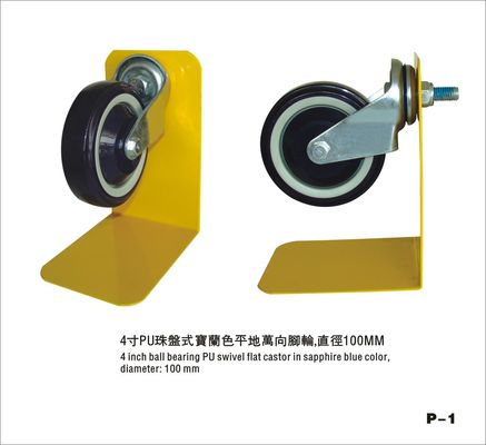 China Heavy Duty PU Swivel Flat Small Castor Wheels For Supermarket Trolley 100mm factory