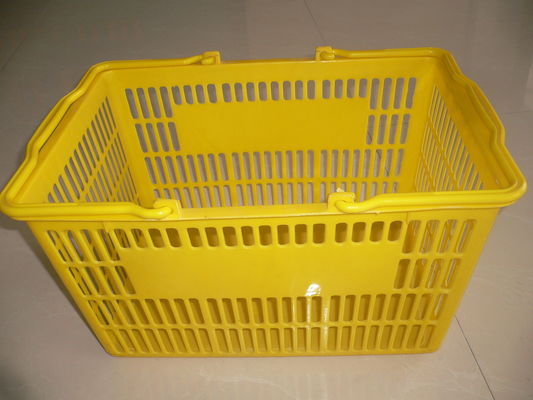 China Portable Handheld Yellow Plastic Shopping Basket / Single Carry Handle Baskets factory