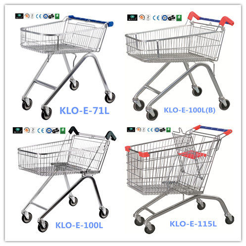 Zinc Plated Low Carbon Steel UK Shopping Cart 100L European Style